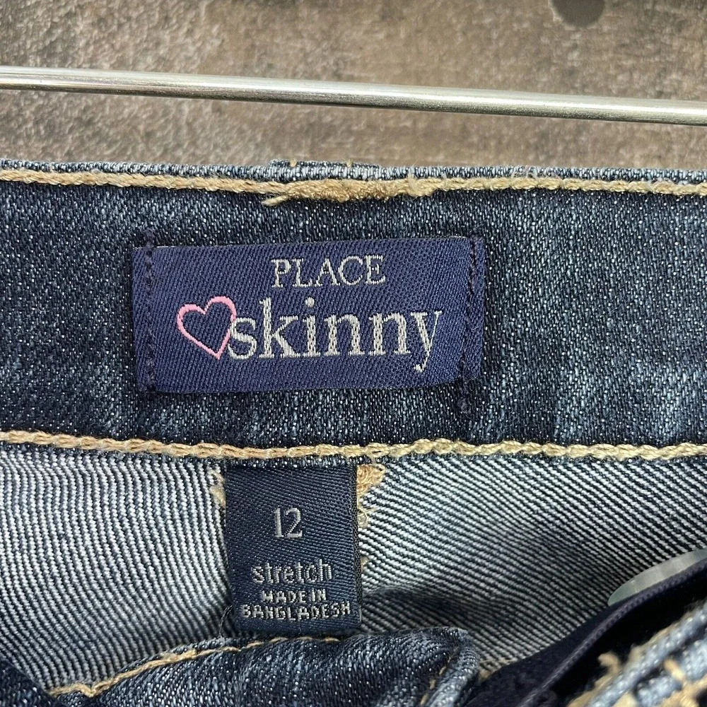 The Childrens‎ Place Girls Jeans Size 12 Stretch Bling Pockets Adjustable Waist